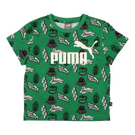 プーマ PUMA ジュニア 半袖Tシャツ ESS+ MID 90s AOP Tシャツ_ 681380 （アーカイブ グリーン）