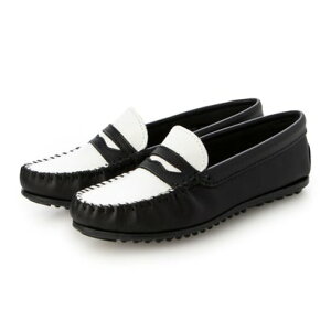 ~lgJ MINNETONKA [t@[ loafer-205k-bl-wh iBLACK WHITEj