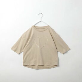 ザ ショップ ティーケー (キッズ) THE SHOP TK(Kids) 【110-150】オーガニックコットン天竺箔プリント七分袖 （ベージュ(052)）