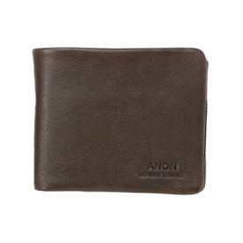 アノン ANON ゴートレザー袋縫い・2つ折り財布・小銭入れ付き （ダークブラウン）