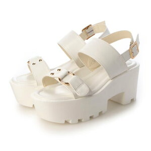 アタガール attagirl 厚底ダブルベルトサンダル (ホワイトスムース)