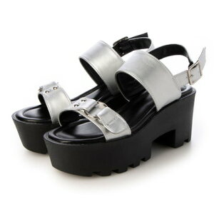 アタガール attagirl 厚底ダブルベルトサンダル (シルバースムース)