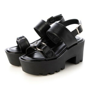 アタガール attagirl 厚底ダブルベルトサンダル (ブラックスムース)