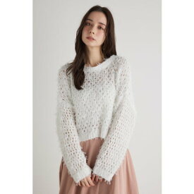 ラメシャギーメッシュKnit TOP WHT