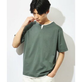 ザ ショップ ティーケー(メンズ) THE SHOP TK(Men) 【ブランド定番／1枚でコーデが決まる！】ポンチキーネック半袖Tシャツ （グリーン(022)）