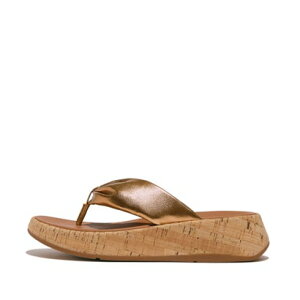 tBbgtbv fitflop F-MODE LEATHER-TWIST FLATFORM TOE-THONGS (CORK) iBronzej