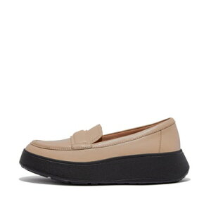 フィットフロップ fitflop F-MODE PADDED-DETAIL LEATHER FLATFORM LOAFERS (Latte Beige/Black)