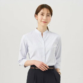 トーキョーシャツ TOKYO SHIRTS COFREX スキッパー衿 七分袖 レディースシャツ （ブルー）