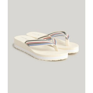 トミー ヒルフィガー TOMMY HILFIGER ウェッジストライプビーチサンダル (アイボリー)