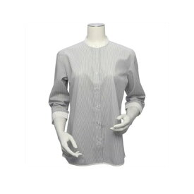 トーキョーシャツ TOKYO SHIRTS 【裾パイピング】 形態安定 スタンド衿 七分袖レディースシャツ （グレー）