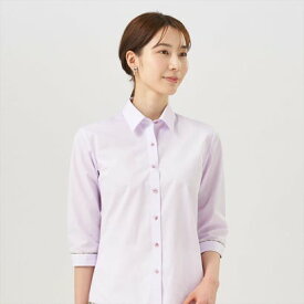 トーキョーシャツ TOKYO SHIRTS 【裾パイピング】 形態安定 レギュラー衿 七分袖レディースシャツ （パープル）