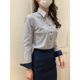 トーキョーシャツ TOKYO SHIRTS 形態安定 スキッパー衿 長袖レディースシャツ （ブルー）