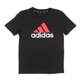 アディダス adidas ジュニア 半袖Tシャツ エッセンシャルズ 2カラー ビッグロゴ コットン半袖Tシャツ HR6369 （ブラック/ベタースカーレット/ホワイト）