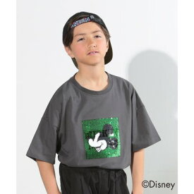 シューラルー キッズ SHOO・LA・RUE／Kids 【DISNEY】スパンコール刺繍Tシャツ （チャコールグレー(014)）