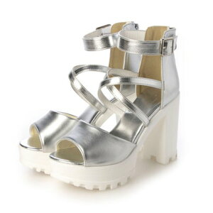 アタガール attagirl 厚底クロスストラップブーツサンダル (シルバースムース)