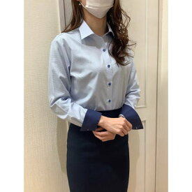 トーキョーシャツ TOKYO SHIRTS 形態安定 ワイド衿 長袖レディースシャツ （ブルー）