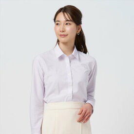 トーキョーシャツ TOKYO SHIRTS 【ストレッチ】 形態安定 レギュラー衿 長袖ニットシャツ （パープル）