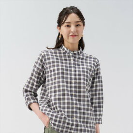 トーキョーシャツ TOKYO SHIRTS 【Pitta Re:)】 Wガーゼ スタンド衿 綿100％ 七分袖シャツ （ブラック）