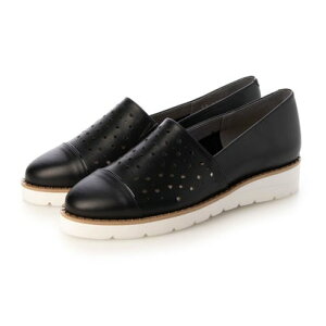 タラントン バイ ダイアナ TALANTON by DIANA レーザーカット 厚底ローファースリッポンシューズ (黒カーフ)