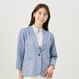 トーキョーシャツ TOKYO SHIRTS 麻調 七分袖ジャケット （ブルー）