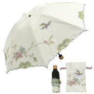 シノワズリーモダンキョウト シノワズリーモダン京都 優雅花鳥刺繍ミニ折りたたみ晴雨兼用傘 （ホワイト…