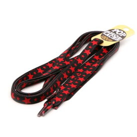 シューレース SHOELACE 10mm シューレース STAR プリント【返品不可商品】 （BLACK/RED）