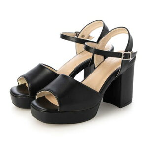 アタガール attagirl 厚底ヒールアンクルストラップサンダル (ブラックスムース)