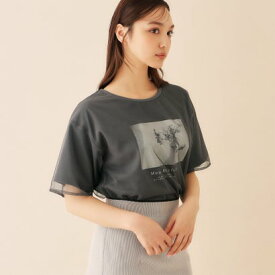 インデックス index チュールレイヤードフォトTシャツ【洗濯機可】 （チャコールグレー(014)）