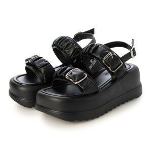 アタガール attagirl 厚底ギャザーベルトサンダル (ブラックスムース)