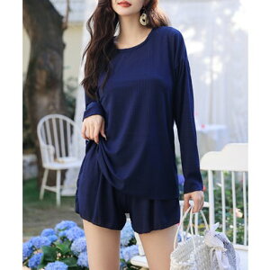 エンジェル ルナ Angel Luna 【タンキニタンキニ水着4点セット】レディース 体型カバー 長袖シャツ ラッシュガード セパレート ビキニ (ブラック)