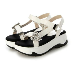 アタガール attagirl 厚底パールバックルスポーツサンダル (ホワイトスムース)