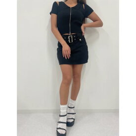 デュラス DURAS Mini skirt with belt （BLACK）