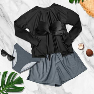 エンジェル ルナ Angel Luna 【ビキニ水着4点セット】レディース 体型カバー 長袖シャツ ラッシュガード セパレート バンドゥ バックシャン リボン ショートパンツ UVカット率99% UPF50+ (ブラ