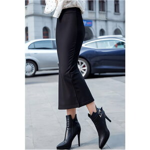 リリーオブバリー Lily of Valley ロング タイトスカート スリット ペンシルスカート オフィスカジュアル スカート ミモレ丈 ハイウエスト (BK)