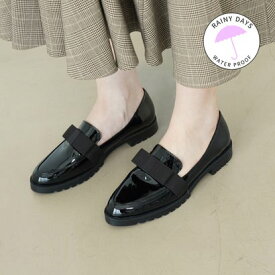 ラウナレア Launa lea 【レイン対応】リボンレインフラットローファー(R9021) （ブラックE）