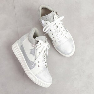 アルテミス バイ ダイアナ artemis by DIANA 星モチーフ インヒール厚底ハイカットスニーカー (白合皮スムース)