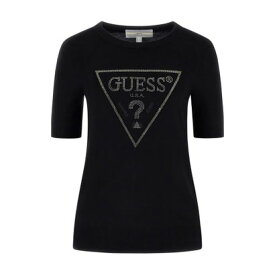 ゲス GUESS KAYLA Logo Rn Ss Sweater （JBLK）