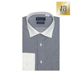 トーキョーシャツ TOKYO SHIRTS 【超形態安定】 プレミアム ワイドカラー 綿100% 長袖ワイシャツ （ネイビー）