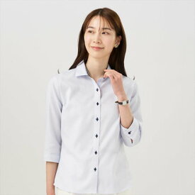 トーキョーシャツ TOKYO SHIRTS 【超形態安定】 ワイド衿 綿100% 七分袖 レディースシャツ （サックス）