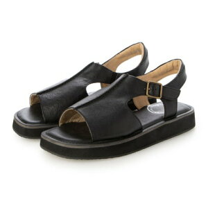 ホッコ HOCCO 甲深 レザーオープントゥサンダル (BLK)