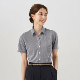 トーキョーシャツ TOKYO SHIRTS 形態安定 レギュラー衿 半袖 レディースニットシャツ （パープル）