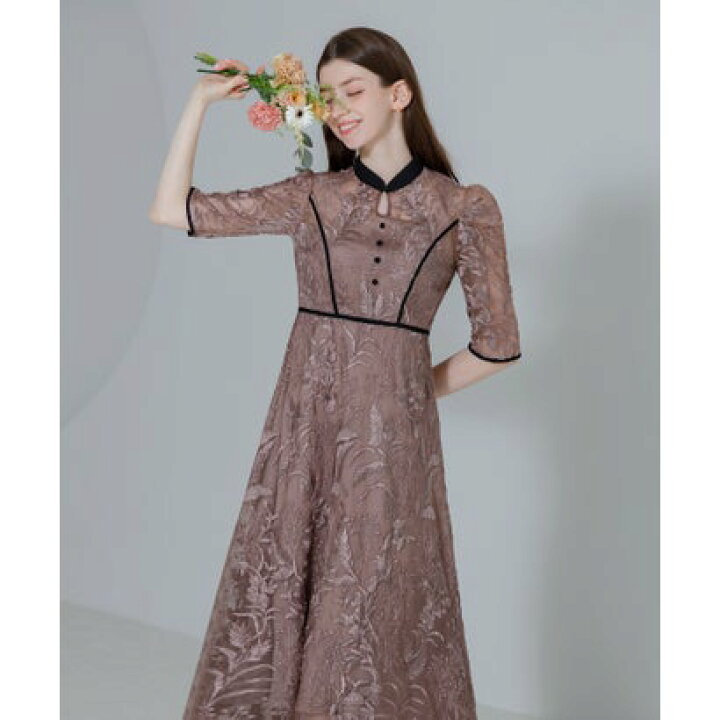 楽天市場】レジャ Leja 花柄刺繍レースチュールパフスリーブウエスト  