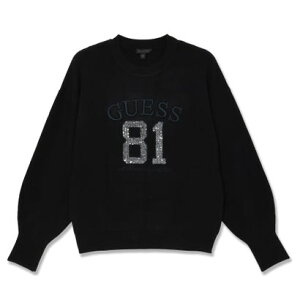 �Q�X GUESS VIVIANA Logo Rn Ls Sweater �iJBLK�j