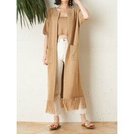 ヴィセンテ Vicente Fringe knit cardigan （BROWN）