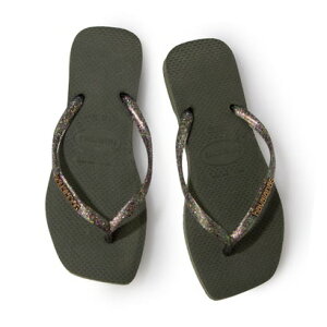 �n���C�A�i�X Havaianas �T���_�� ���o�[�r�[�`�T���_�� Slim-Square-Logo-Metallic-Green �iMetallic Green�j