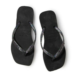 �n���C�A�i�X Havaianas �T���_�� ���o�[�r�[�`�T���_�� Slim-Square-Logo-Metallic-Black �iMetallic Black�j