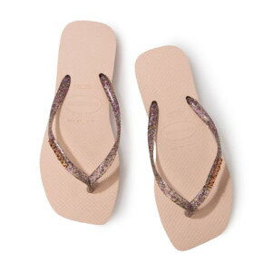 �n���C�A�i�X Havaianas �T���_�� ���o�[�r�[�`�T���_�� Slim-Square-Logo-Metallic-Ballet-Rose �iMetallic Ballet Rose�j