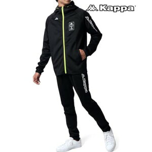 カッパ Kappa 別注 胸切替 ジャージ ランニング ウェア セットアップ 上下セット トレーニングウェア スポーツジャージ (ブラック)