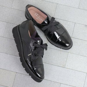 アルテミス バイ ダイアナ artemis by DIANA グログランリボン 厚底ローファー (黒人工エナメル)