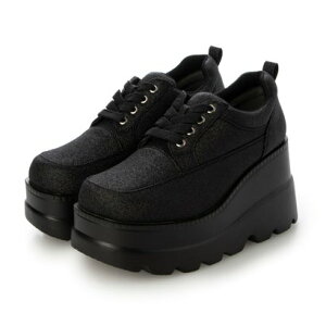 アタガール attagirl 厚底レースアップスニーカー (ブラックグリッター)